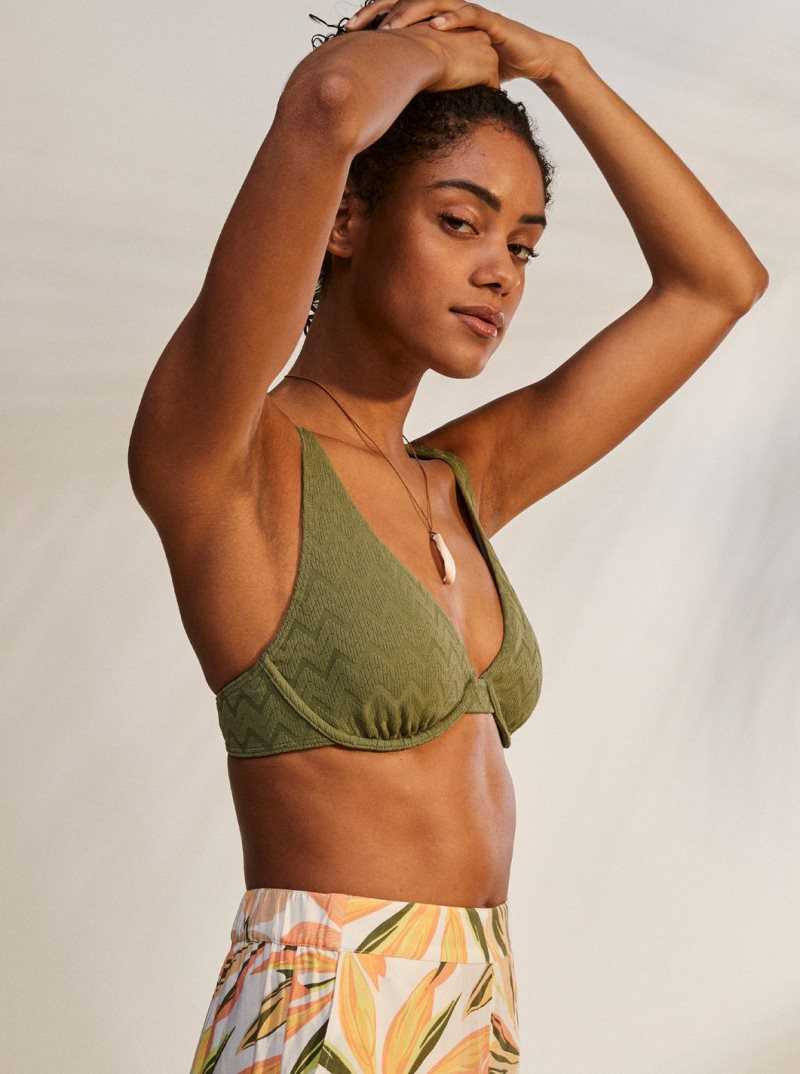 Roxy Current Coolness D-Cup Underwired Bikini Top Loden Green | BTHKV-5983