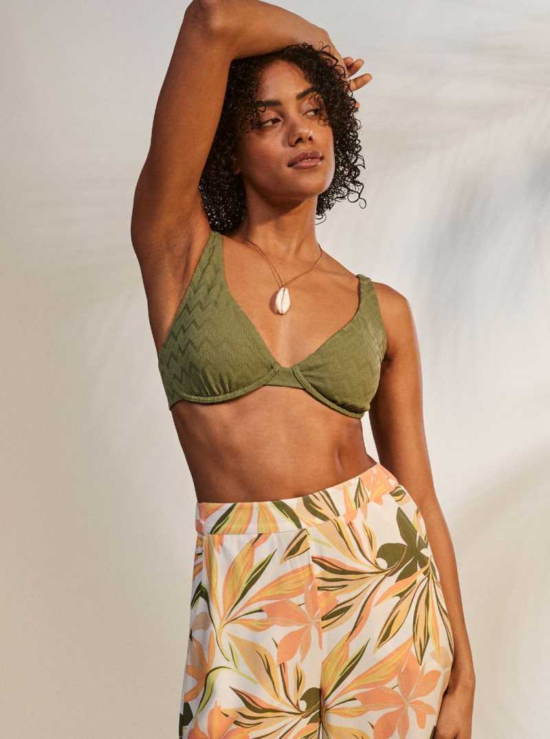 Roxy Current Coolness D-Cup Underwired Bikini Top Loden Green | BTHKV-5983