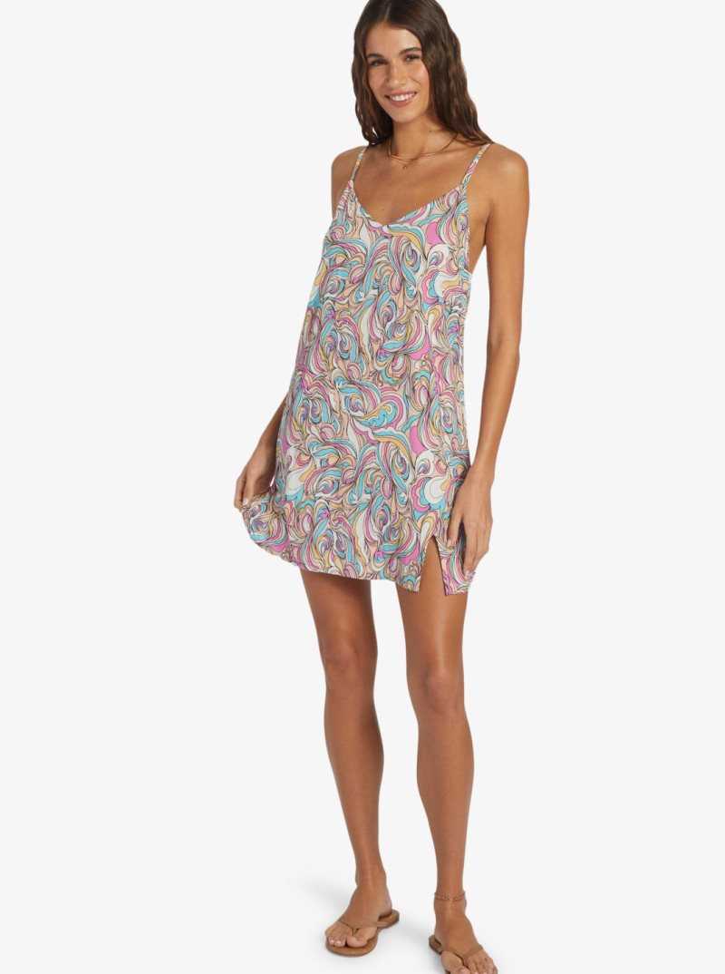 Roxy Daytrip Mini V-neck Slip Dress Swirly Daze | WZRTC-3942