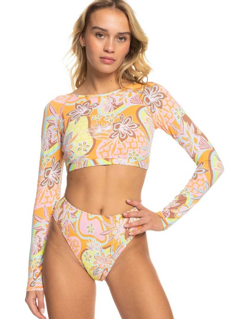 Roxy Delic Long Sleeve Cropped Rashguard Mock Orange Roxy Delic | DRJNL-0631