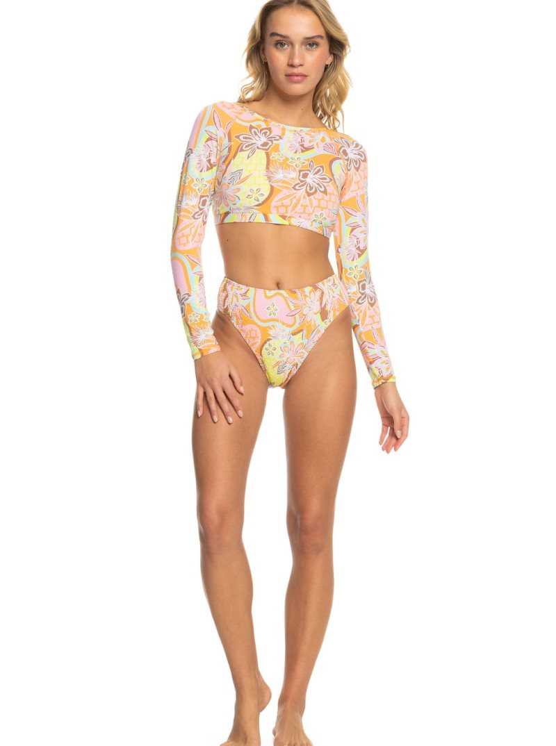 Roxy Delic Long Sleeve Cropped Rashguard Mock Orange Roxy Delic | DRJNL-0631