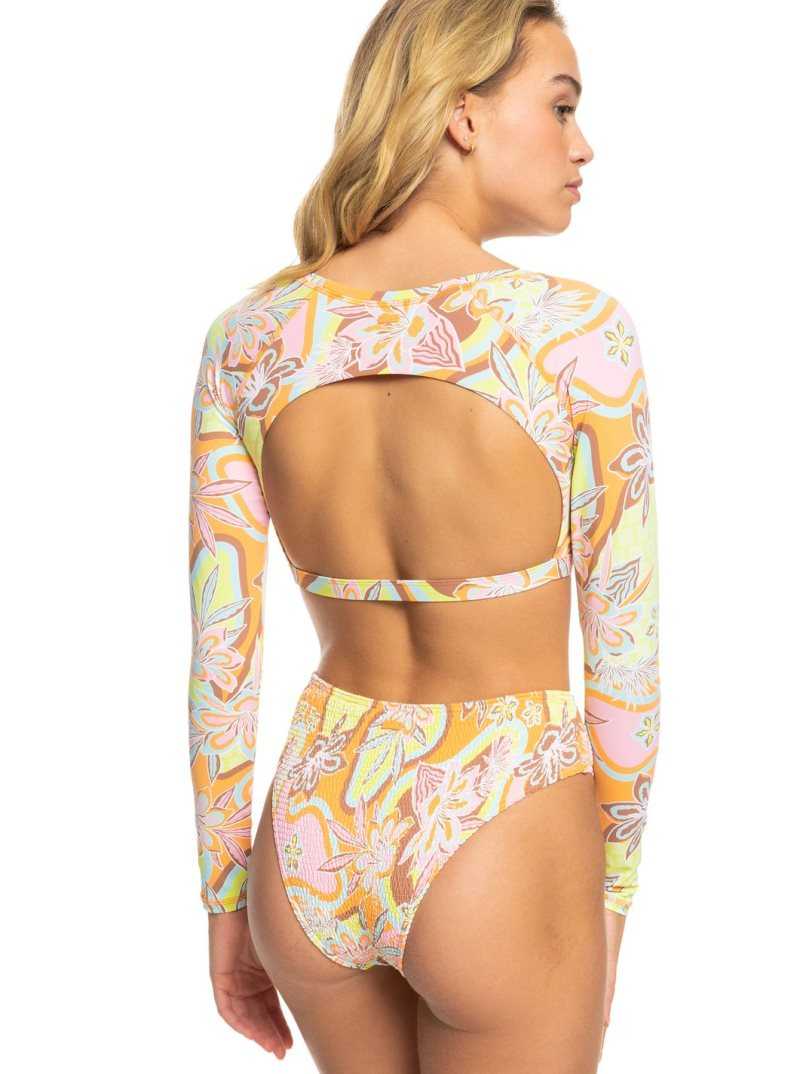 Roxy Delic Long Sleeve Cropped Rashguard Mock Orange Roxy Delic | DRJNL-0631