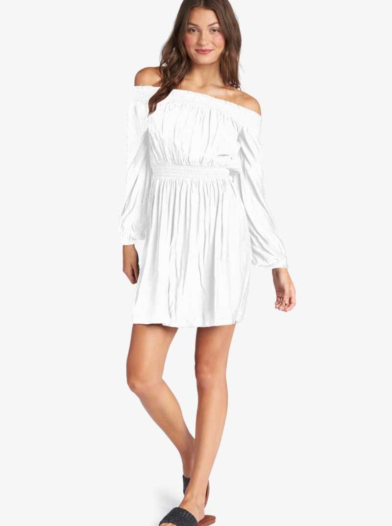 Roxy Dream Escape Woven Off The Shoulder Dress Snow White | BMPYT-3982