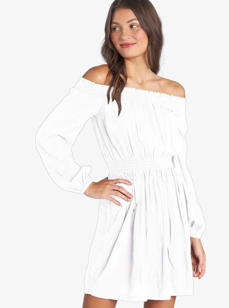 Roxy Dream Escape Woven Off The Shoulder Dress Snow White | BMPYT-3982