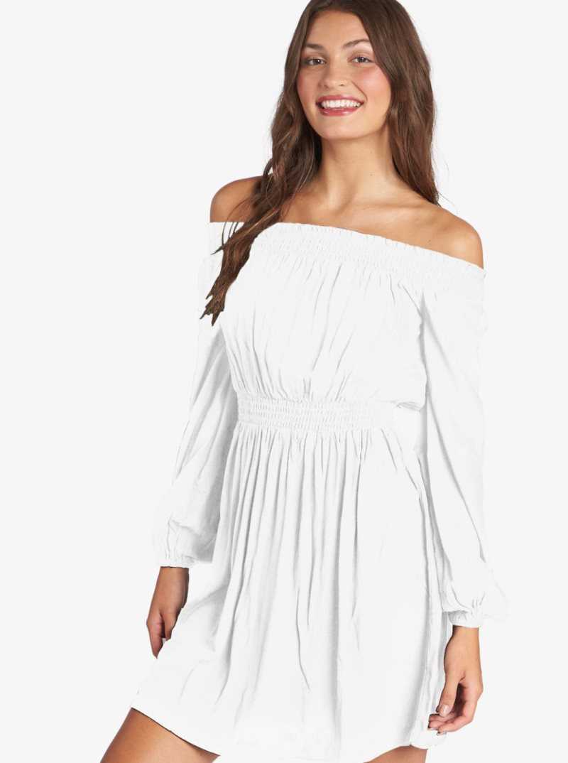 Roxy Dream Escape Woven Off The Shoulder Dress Snow White | BMPYT-3982