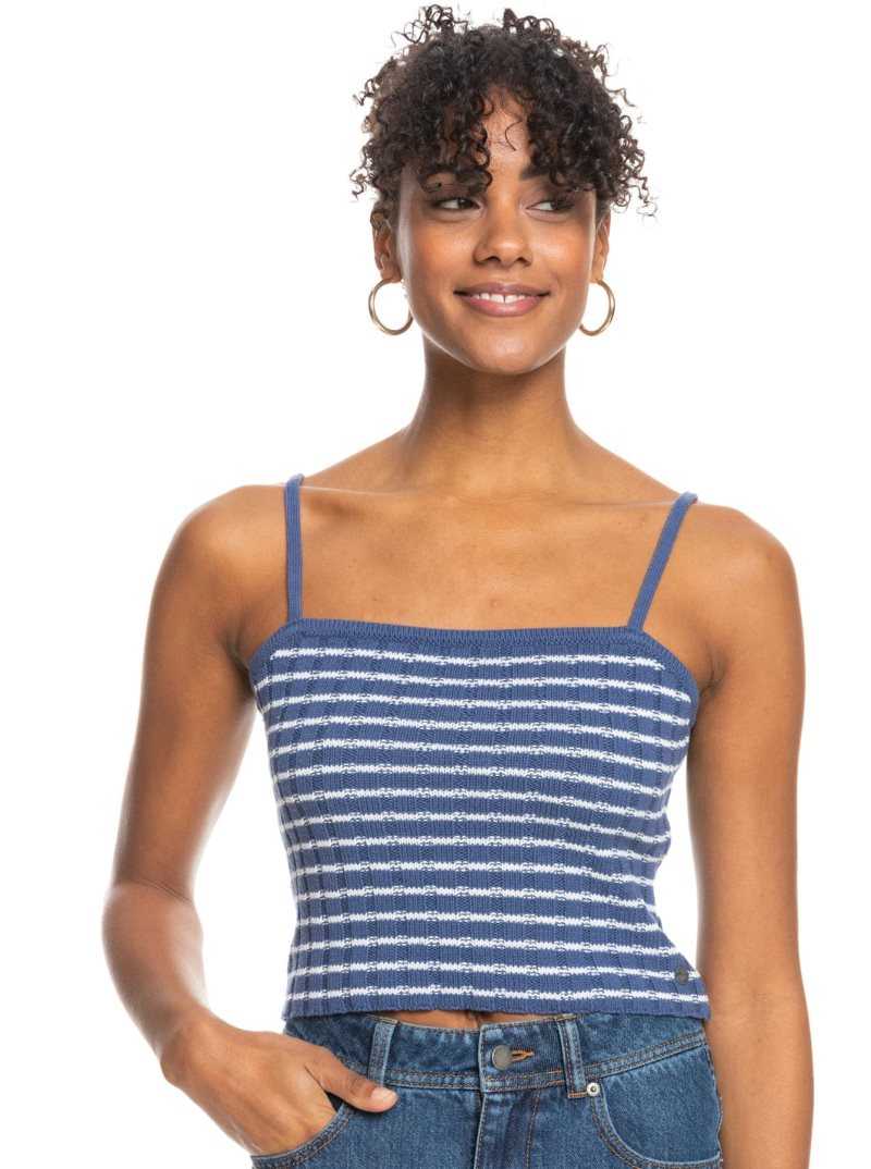 Roxy Dream Sign Stripe Knit Tube Top Bijou Blue Coast To Coast | HXQCT-1562