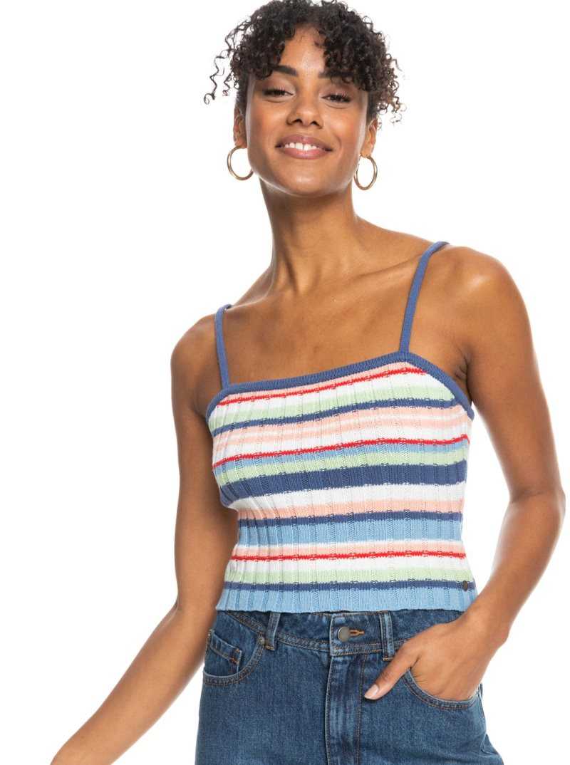 Roxy Dream Sign Stripe Knit Tube Top Snow White Horiz The Line Up | OAWBU-6548