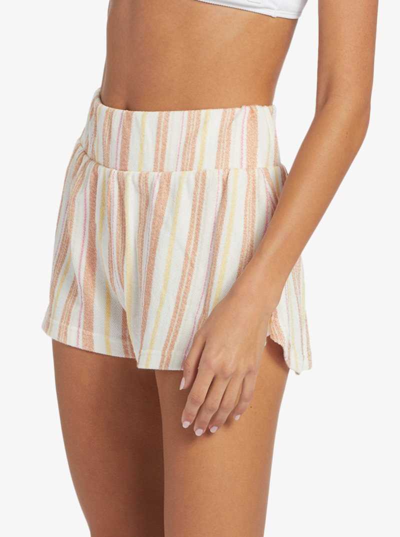 Roxy Drop A Wave Short Sweatshirt Shorts Cork Sunny Side Stripe | FSBUZ-5286