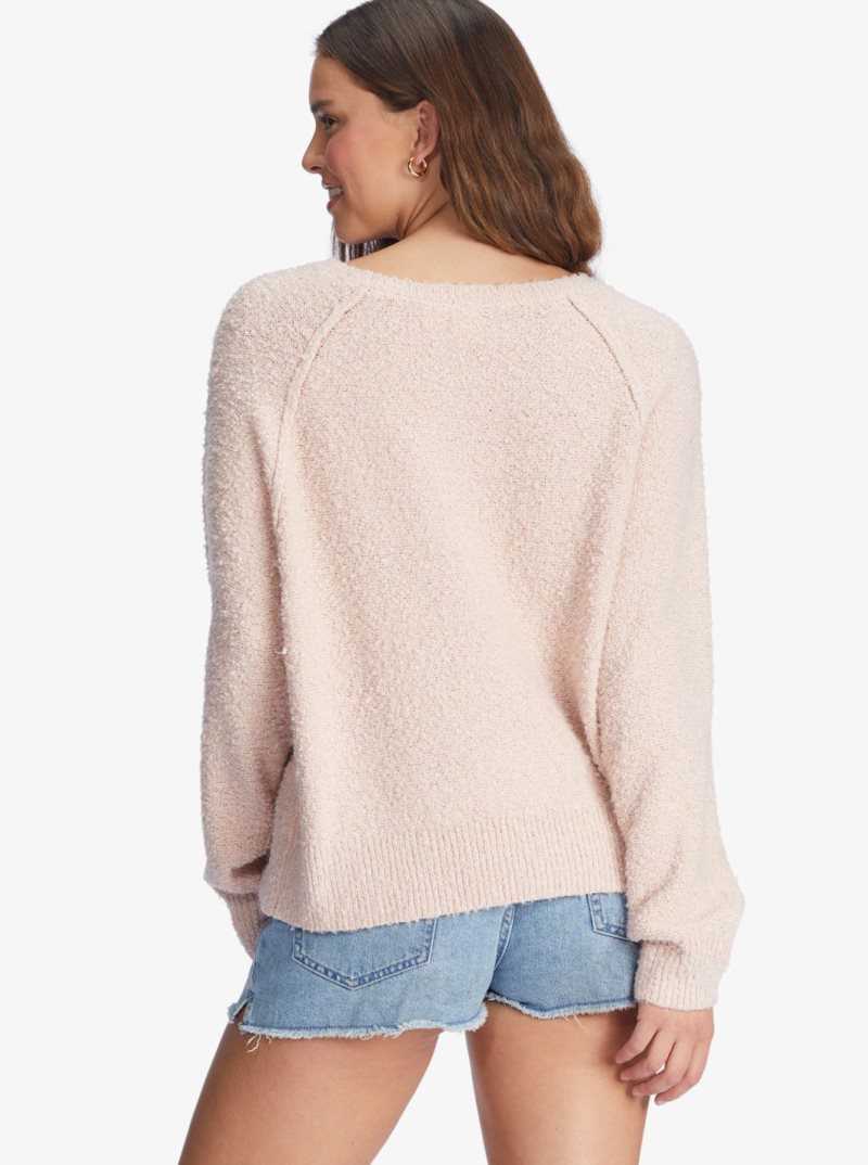 Roxy Early Morning Crew Neck Sweater Peach Whip | TIDMN-3814