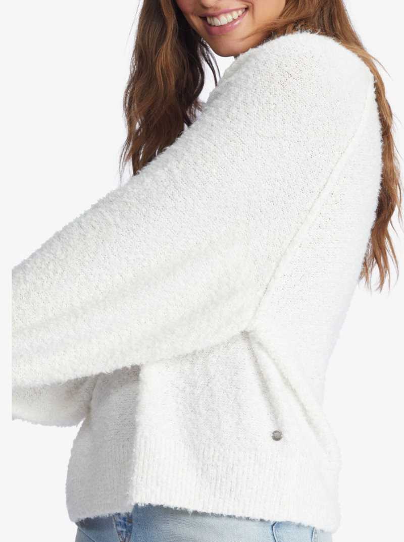 Roxy Early Morning Crew Neck Sweater Snow White | UQWEP-2473