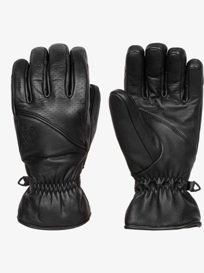 Roxy Eaststorm Insulated Leather Snowboard/Ski Gloves True Black | FYBST-1895