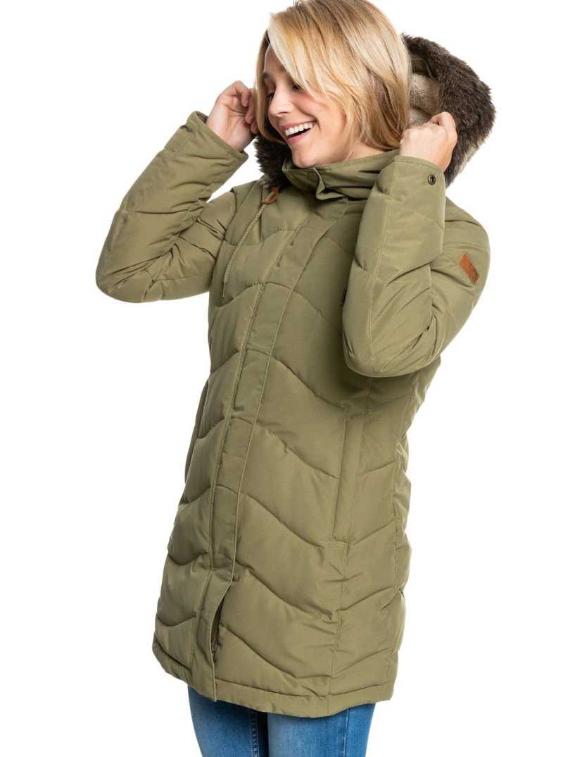 Roxy Ellie Cold Weather Jacket Burnt Olive | FKQRM-7569