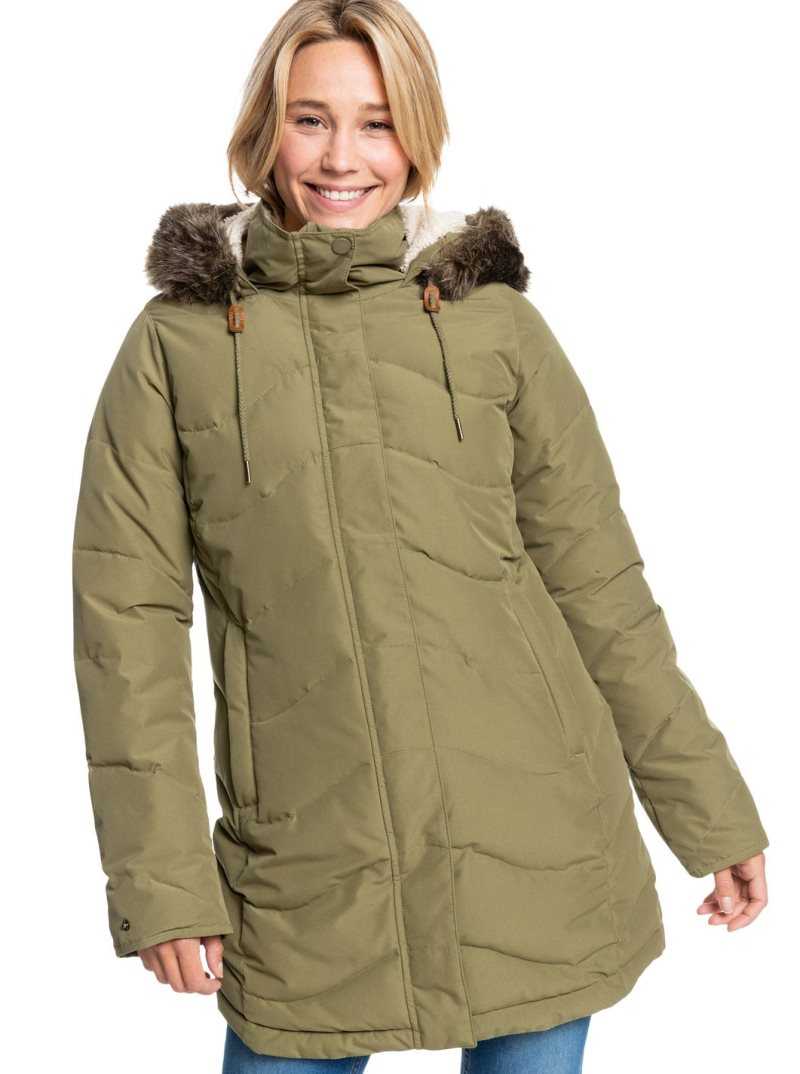 Roxy Ellie Cold Weather Jacket Burnt Olive | FKQRM-7569