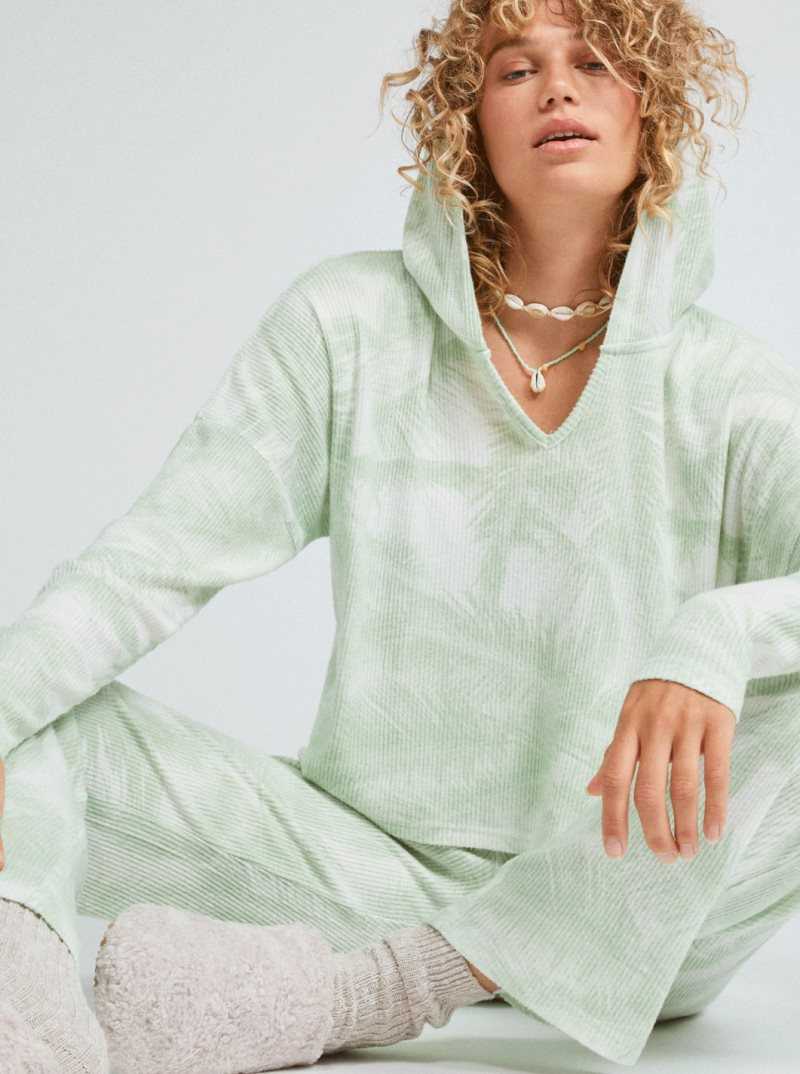 Roxy Endless Daze Hoodie Rib Pullover Hoodie Sprucetone Off To Paradise | CWSXL-8734