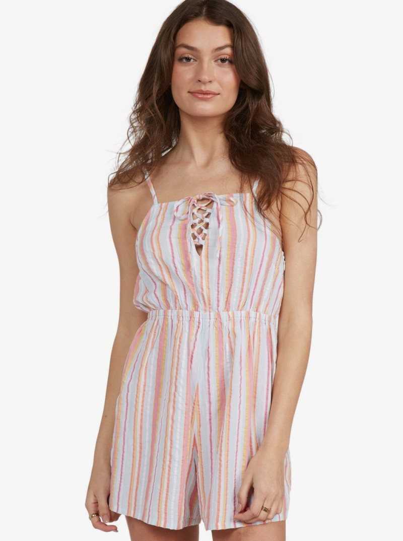 Roxy Endless Love Romper Cool Blue Coastal Stripe | USCMI-7810