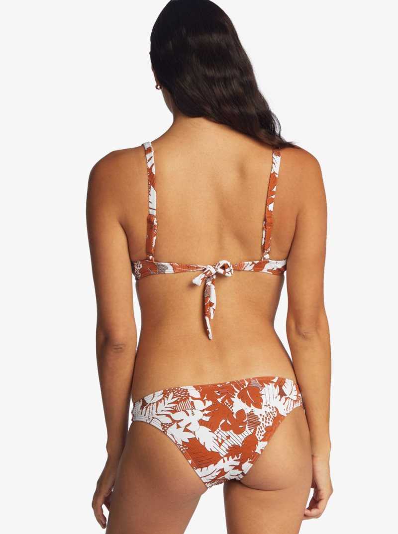 Roxy Endless Swell Moderate Bikini Bottoms Baked Clay Retro Floral | JUMHO-0895