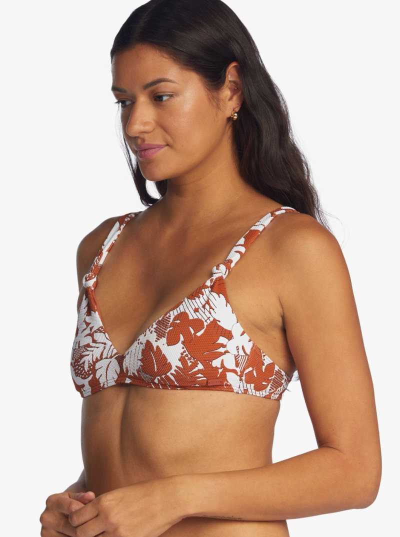 Roxy Endless Swell Triangle Bikini Top Baked Clay Retro Floral | RBUPJ-5370