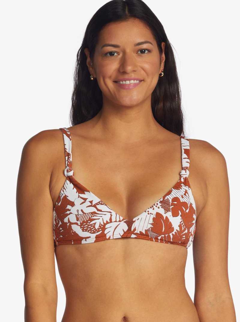 Roxy Endless Swell Triangle Bikini Top Baked Clay Retro Floral | RBUPJ-5370