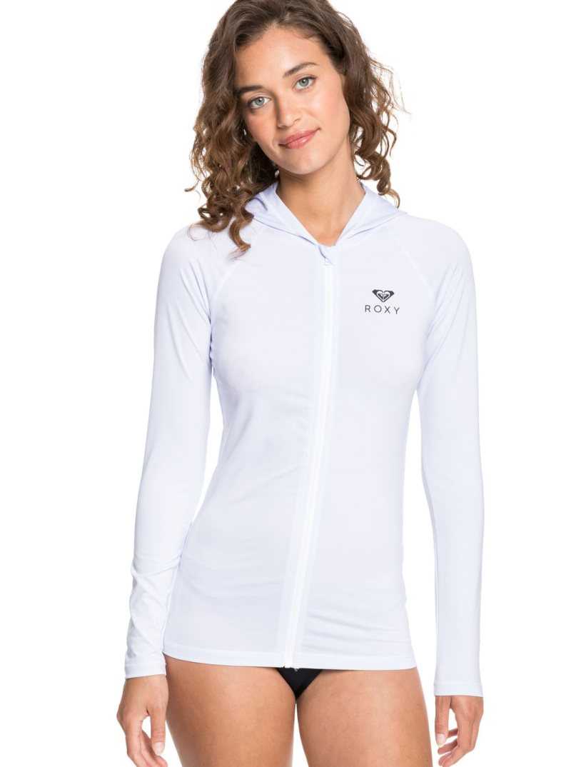 Roxy Essentials Hooded UPF 50 Long Sleeve Rashguard Bright White | COSKD-1698