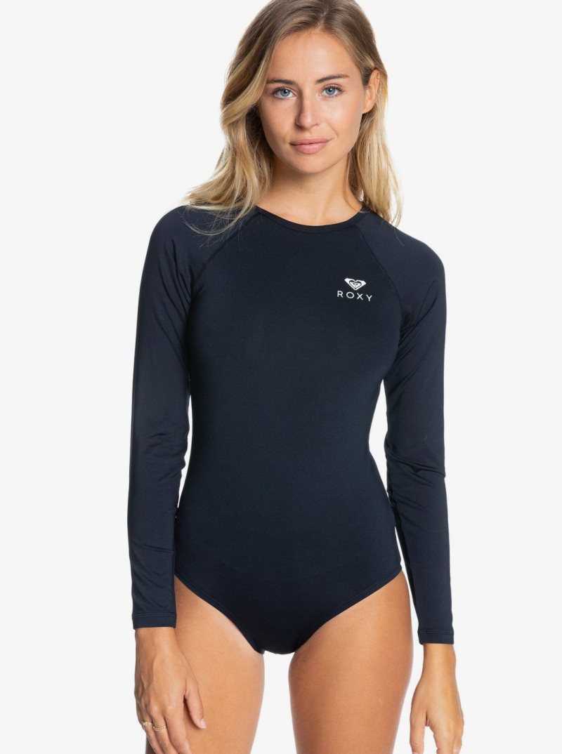 Roxy Essentials Long Sleeve One-Piece Swimsuit Anthracite | TYNGZ-0361