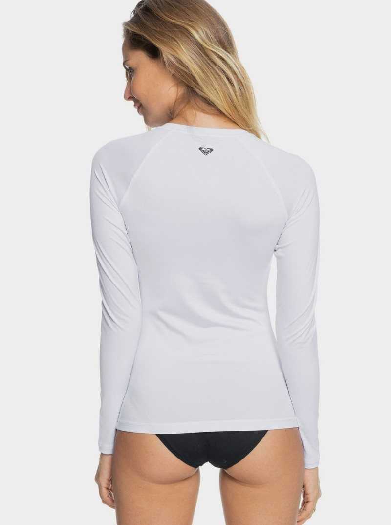 Roxy Essentials UPF 50 Long Sleeve Front Zip Rashguard Bright White | IRPOJ-8560