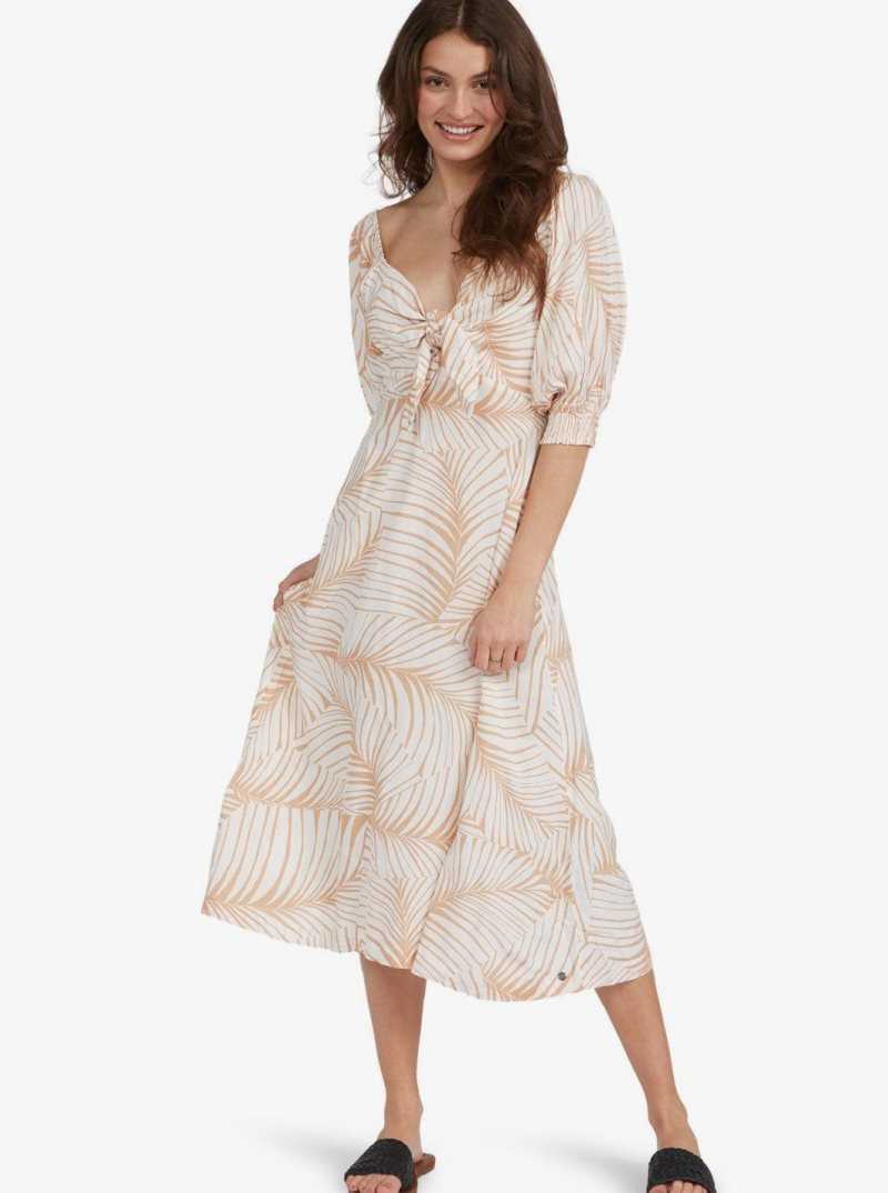 Roxy Evening Delight Dress Toast Palm Tree Dreams | BNAEO-2350