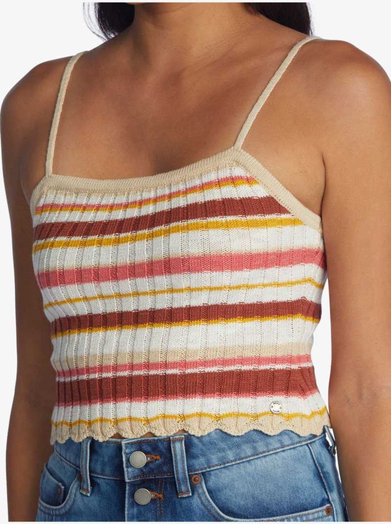 Roxy Favorite Tune Sweater Tube Top Baked Clay Candy Stripe | BCSDA-0382