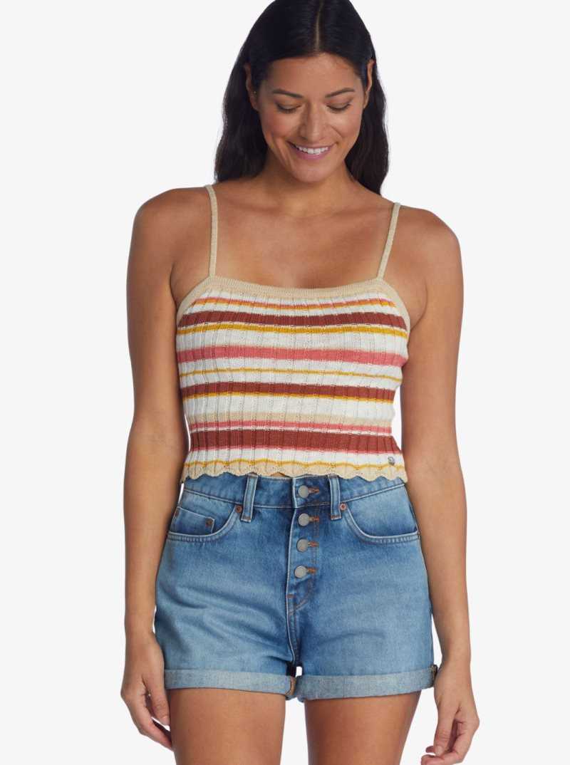 Roxy Favorite Tune Sweater Tube Top Baked Clay Candy Stripe | BCSDA-0382