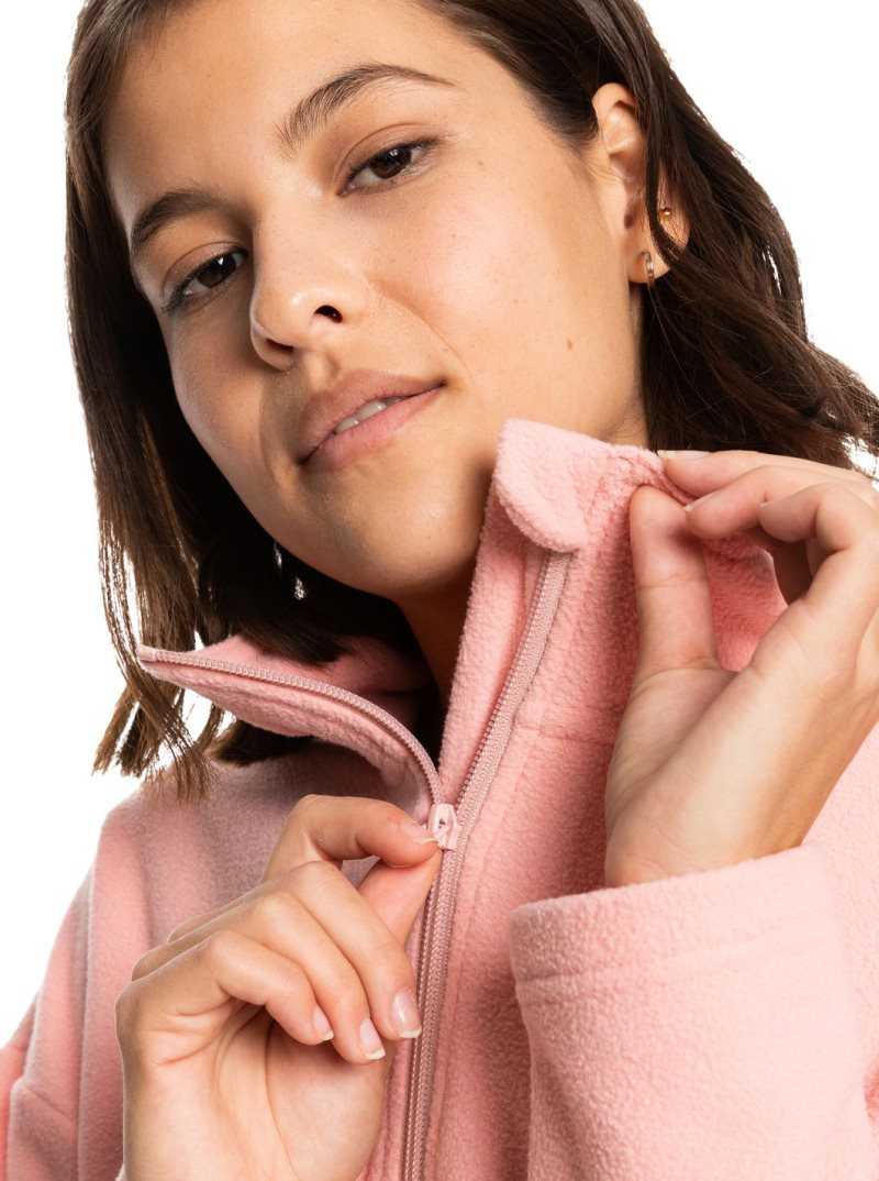 Roxy Feel It Too Half-Zip Technical Fleece Pullover Mellow Rose | PDUHN-5294