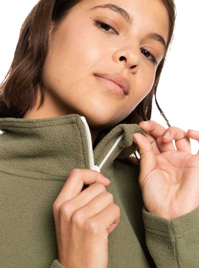 Roxy Feel It Too Half-Zip Technical Fleece Pullover Deep Lichen Green | WGVSD-4187