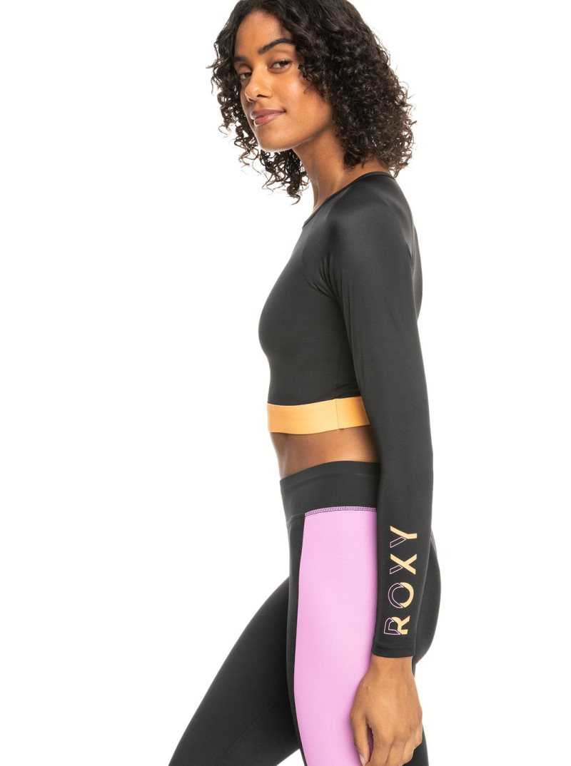 Roxy Fitness Long Sleeve Cropped Rashguard Anthracite | JETPS-8205