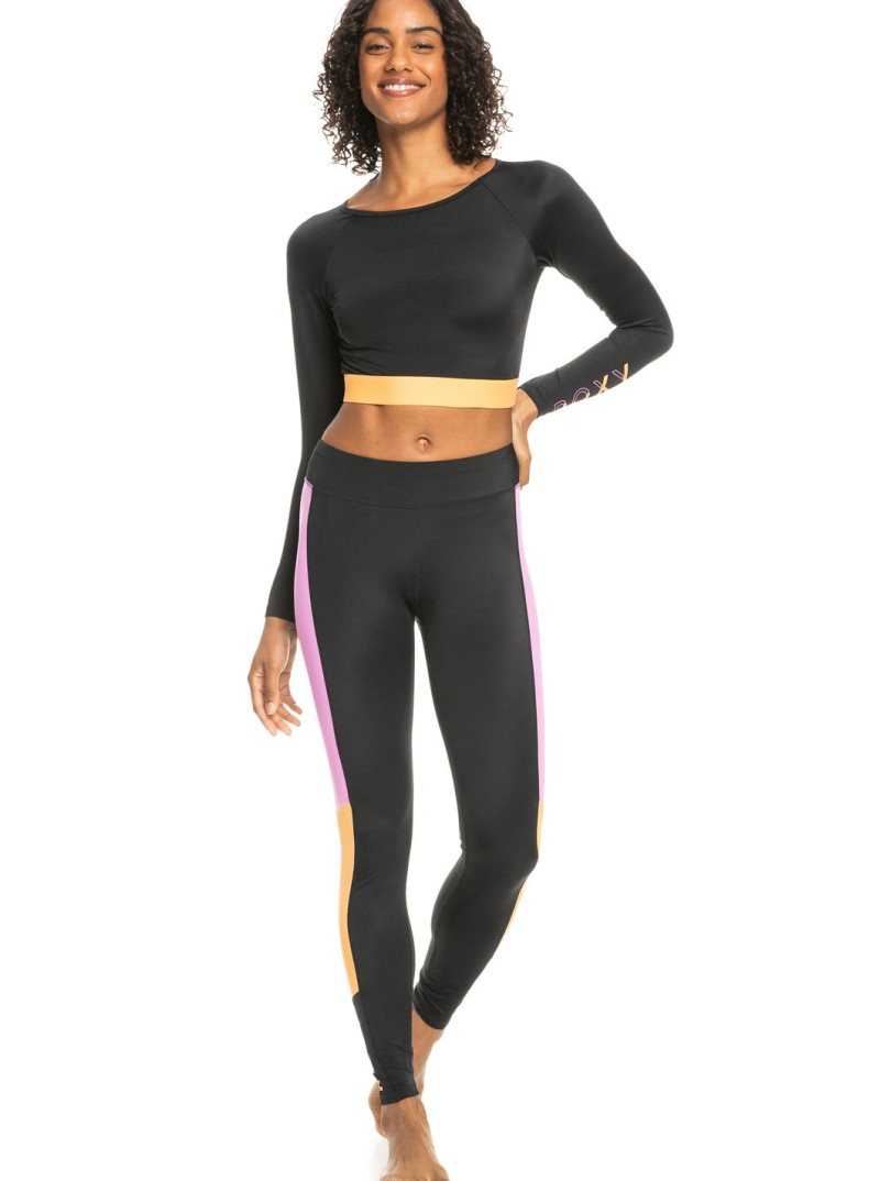 Roxy Fitness Long Sleeve Cropped Rashguard Anthracite | JETPS-8205