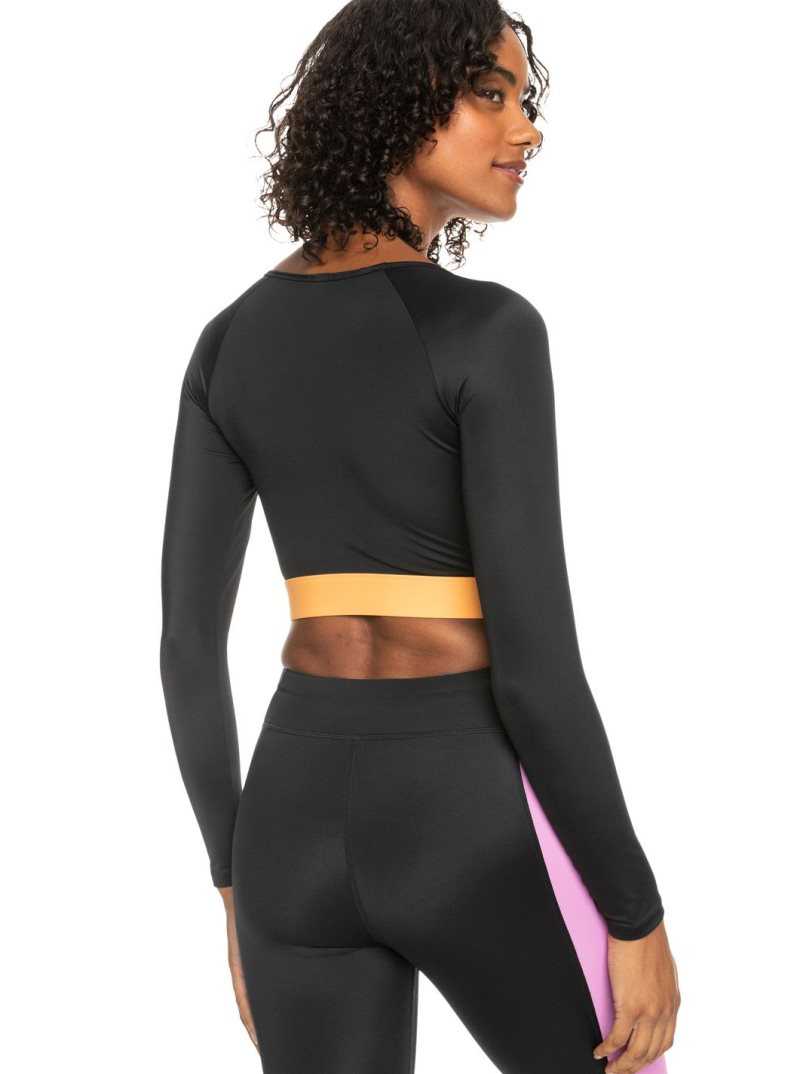 Roxy Fitness Long Sleeve Cropped Rashguard Anthracite | JETPS-8205