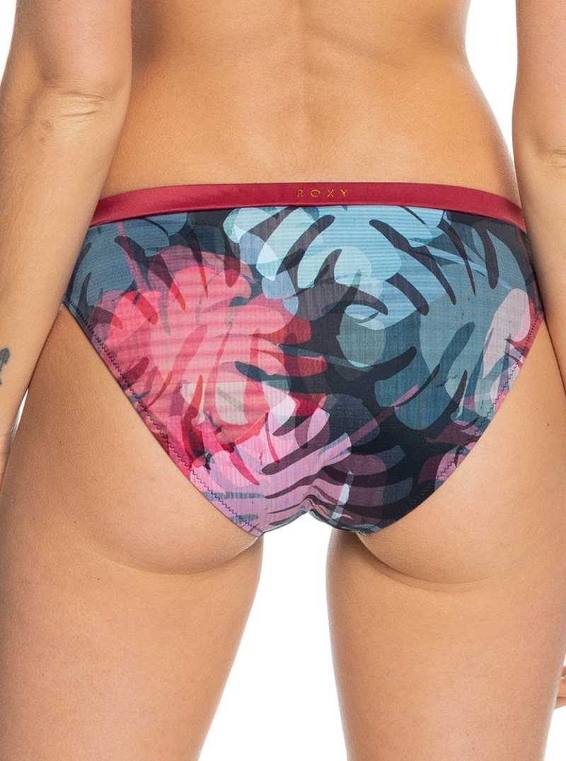 Roxy Fitness Regular Bikini Bottoms True Black Palm Camo | LURTS-3125