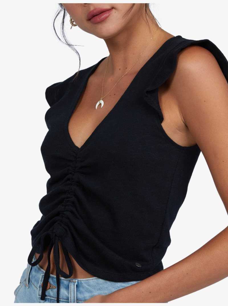 Roxy Flirty Vibe V-Neck Top Anthracite | MZCID-5380