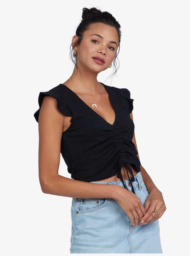 Roxy Flirty Vibe V-Neck Top Anthracite | MZCID-5380