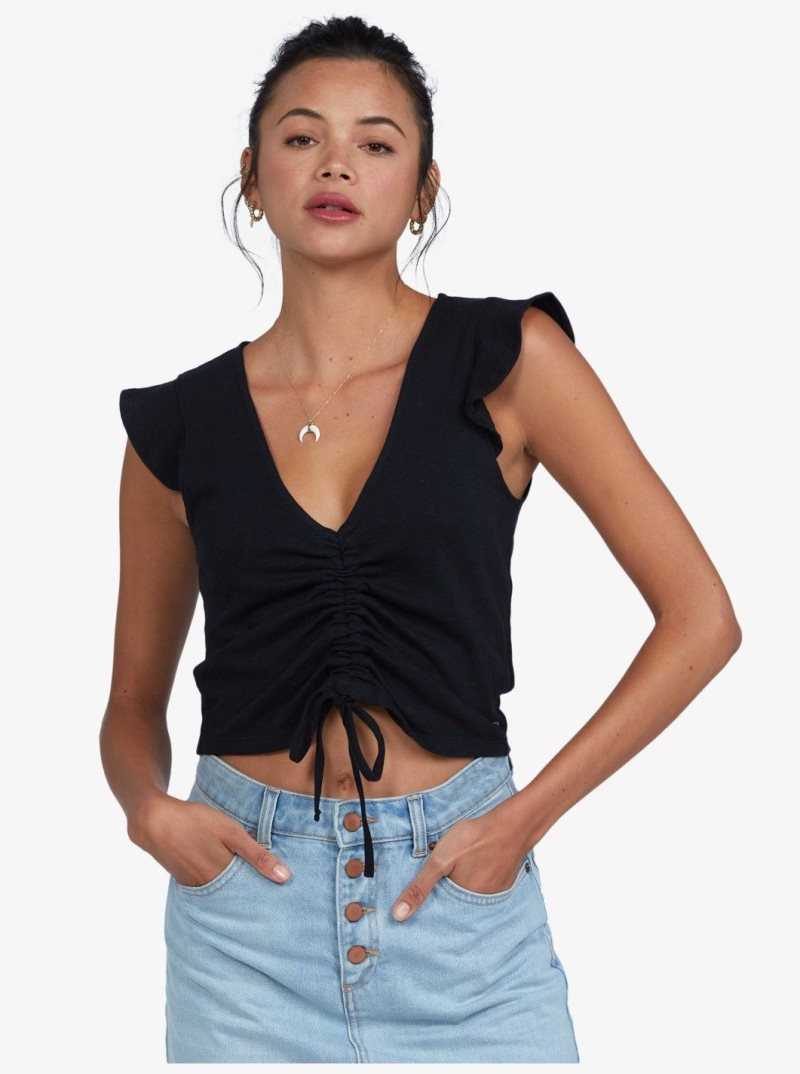 Roxy Flirty Vibe V-Neck Top Anthracite | MZCID-5380