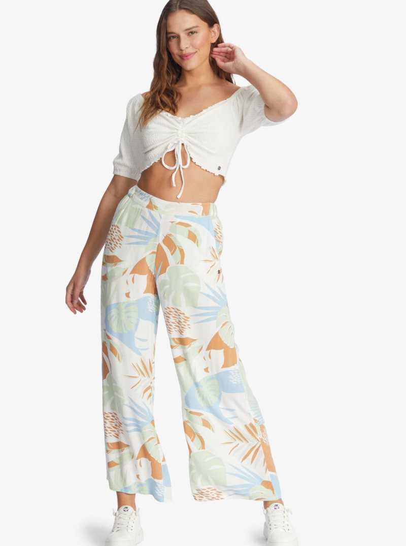 Roxy Flirty Walk Puff Sleeve Crop Top Snow White | TEOZP-9531