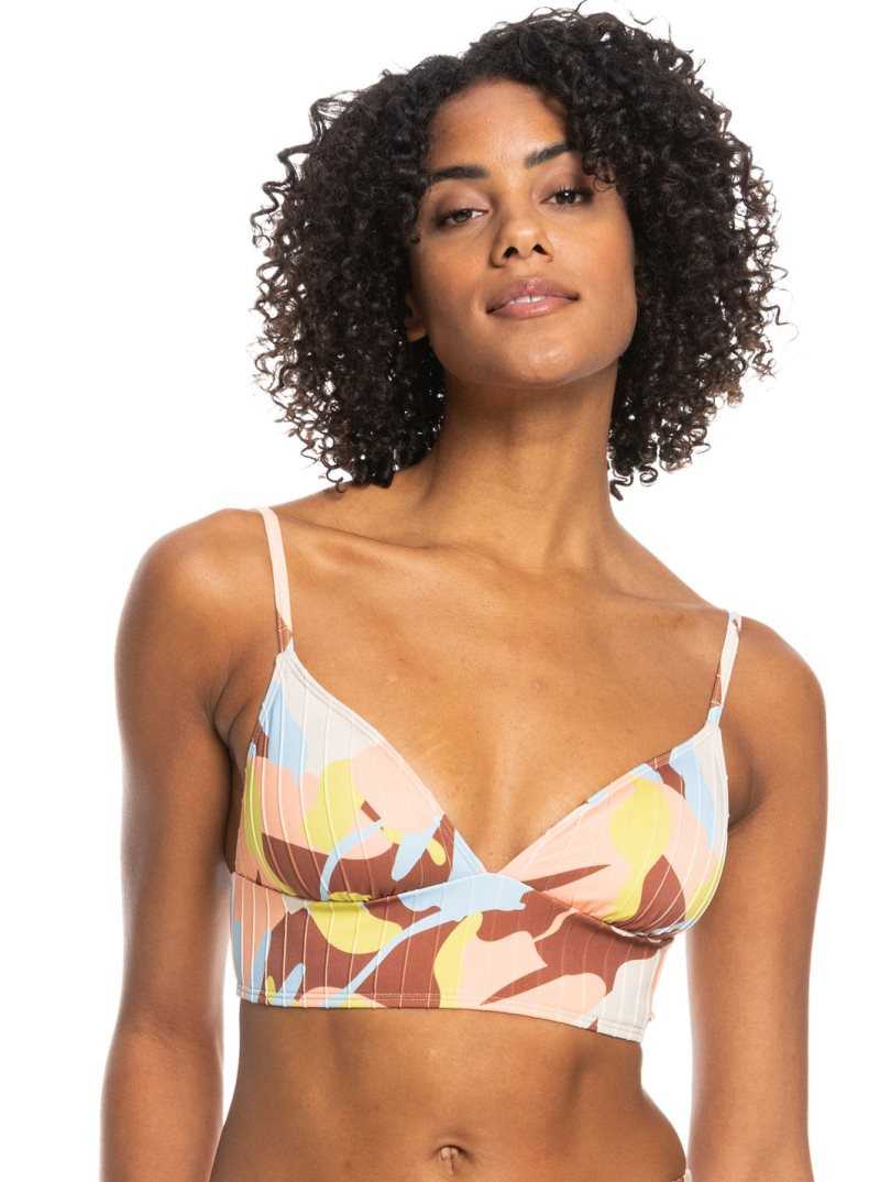 Roxy Floraldelic Printed Tank Bralette Bikini Top Rustic Brown Floraldelic | VZAFT-2631