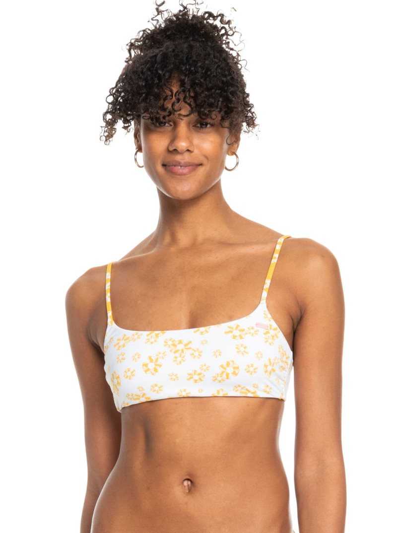 Roxy Flower Lover Reversible Bralette Bikini Top Yolk Yellow Flower Power Dit S | HZMES-9085