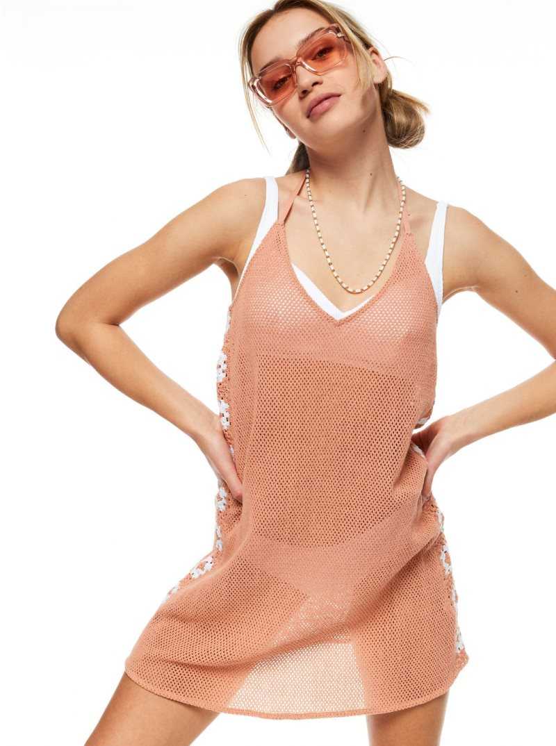 Roxy Fresh Sparkle Crochet Dress Cork | TBDNX-5743