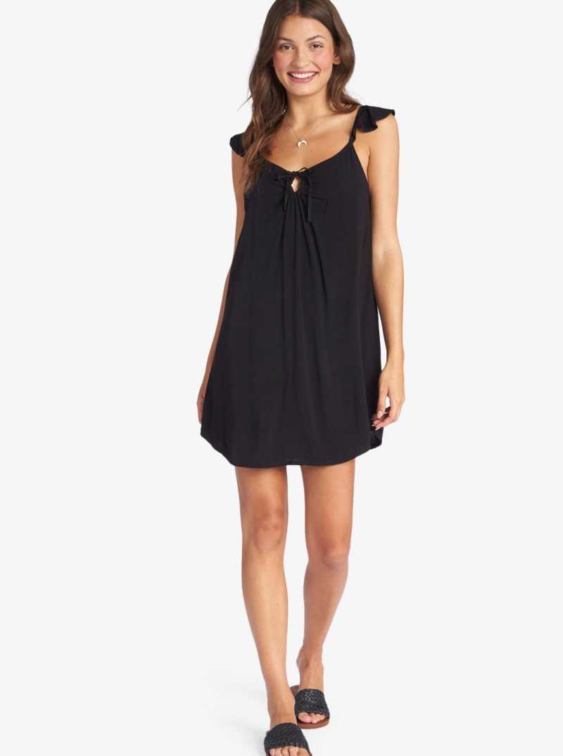 Roxy Future Thoughts Woven Strappy Mini Dress Anthracite | OBXYH-6519