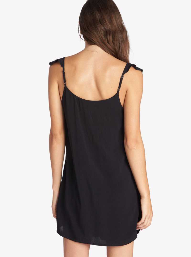 Roxy Future Thoughts Woven Strappy Mini Dress Anthracite | OBXYH-6519