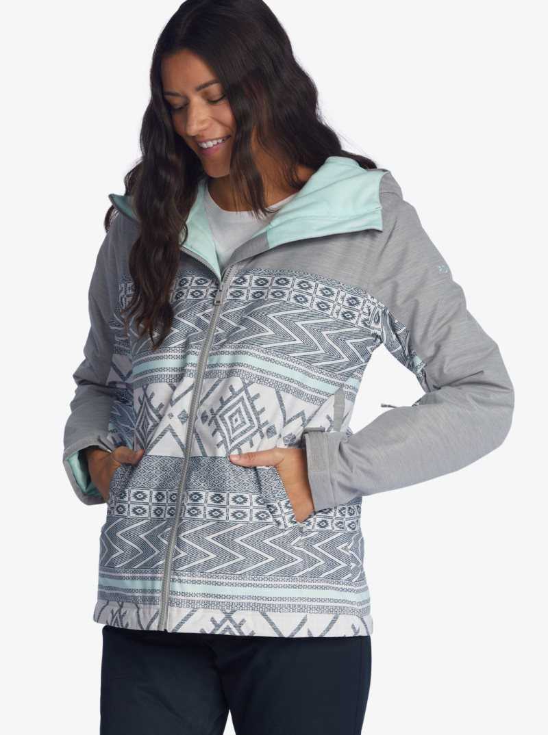 Roxy Galaxy Print Block Technical Snow Jacket Anthracite Windy Road | FVUKD-0427