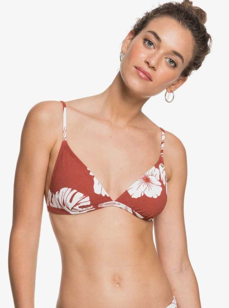 Roxy Garden Trip Fixed Tri Bikini Top Marsala Isha S | FXJUT-1907