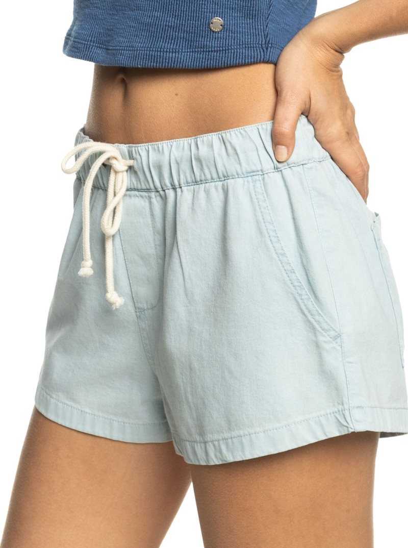 Roxy Go To The Beach Denim Shorts Bleached Blue | EAYRN-6231