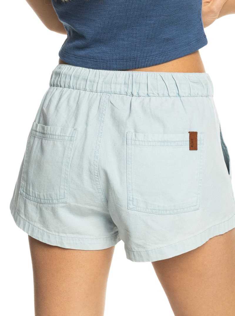 Roxy Go To The Beach Denim Shorts Bleached Blue | EAYRN-6231