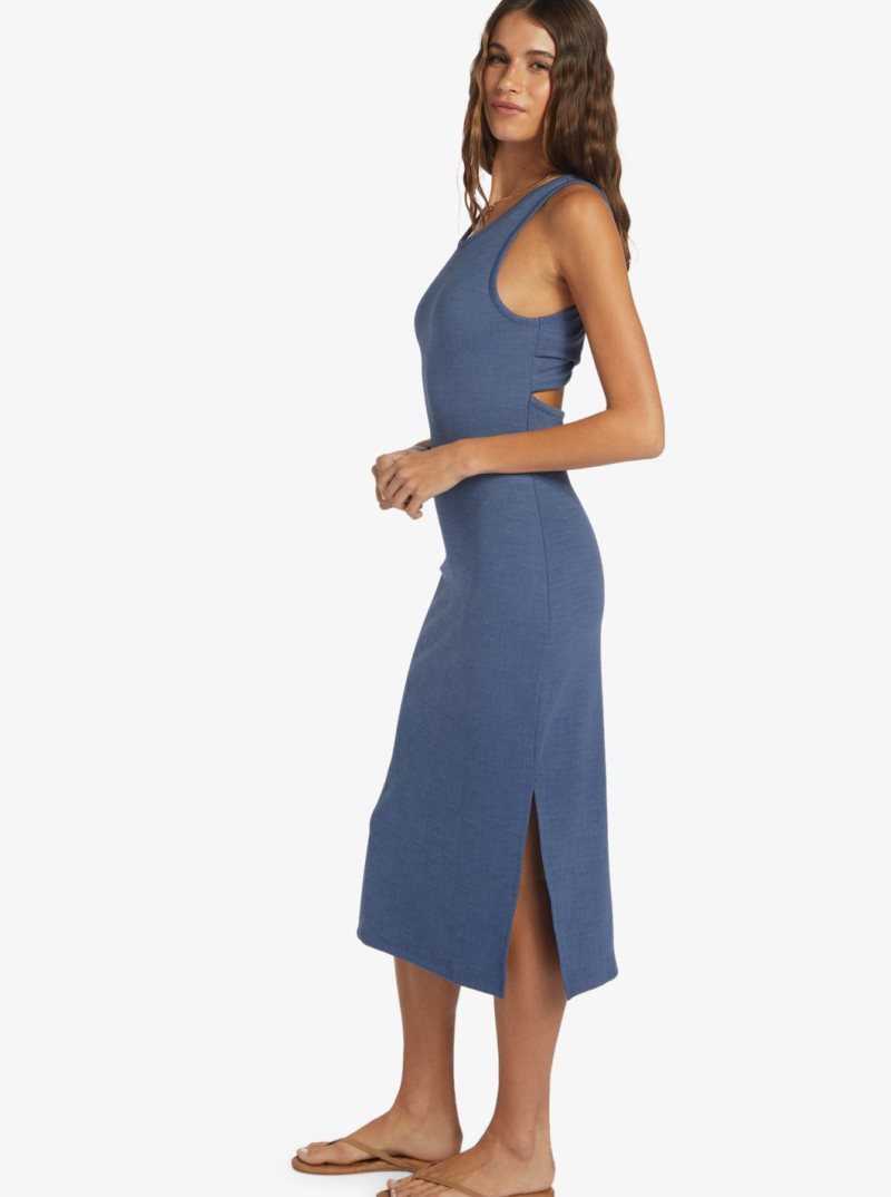 Roxy Good Keepsake Dress Strappy Midi Dress Bijou Blue | LUFDC-3749