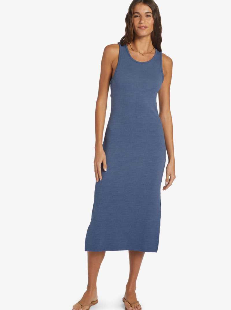 Roxy Good Keepsake Dress Strappy Midi Dress Bijou Blue | LUFDC-3749