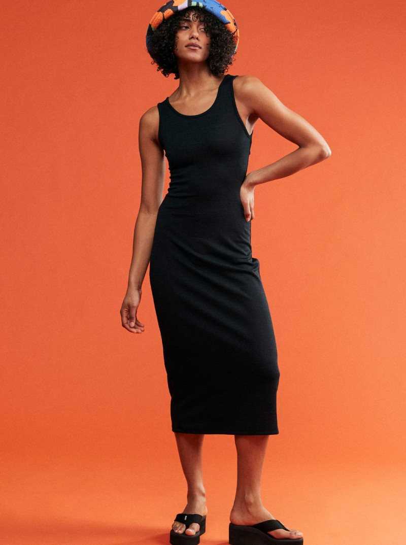 Roxy Good Keepsake Strappy Midi Dress Anthracite | UAREL-5748